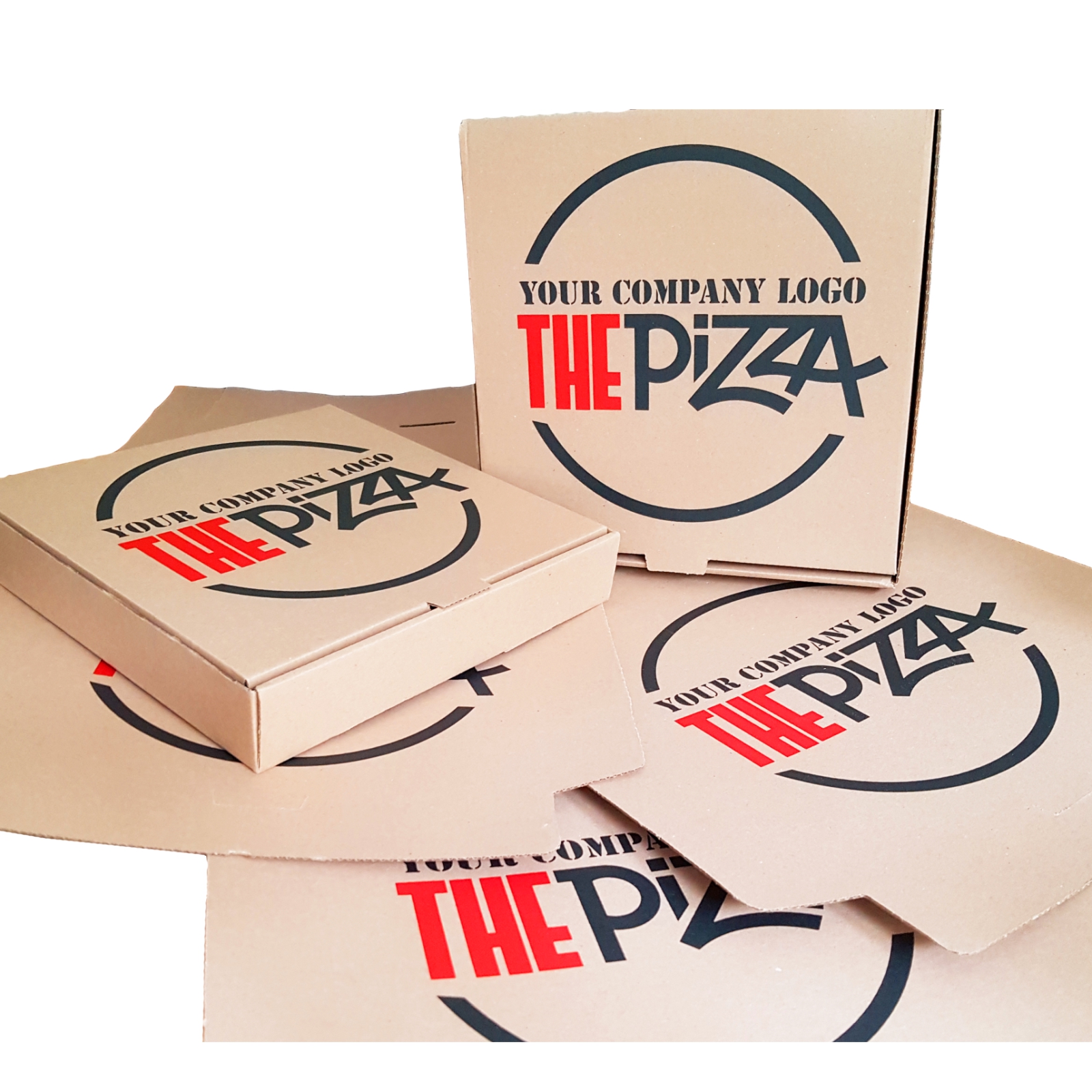 Custom printed pizza style boxes red and black