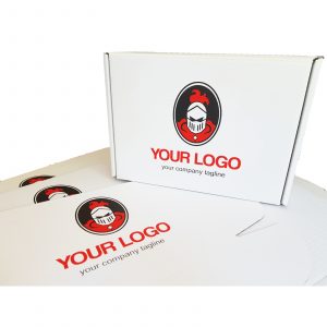 Logo printed cardboard box knight black and red logo