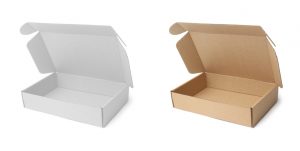 Choose brown or white premium postal boxes for your logo printed packaging